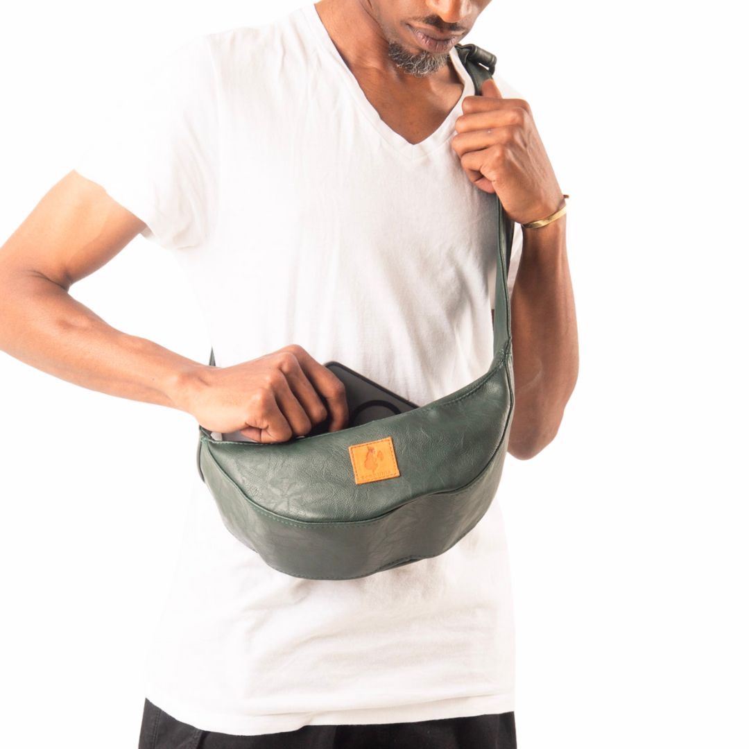 Half Moon Vegan Leather Crossbody Bag 