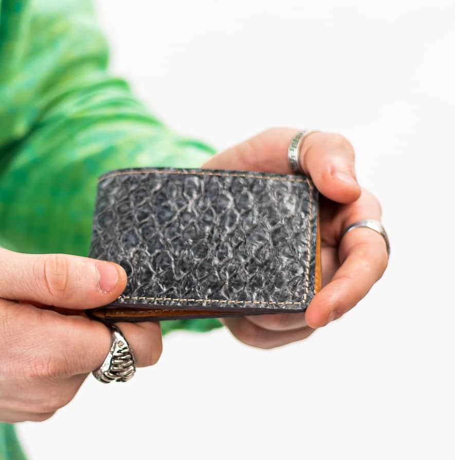Genuine Slim Fish Wallets - Bifold Fish Leather Wallet 