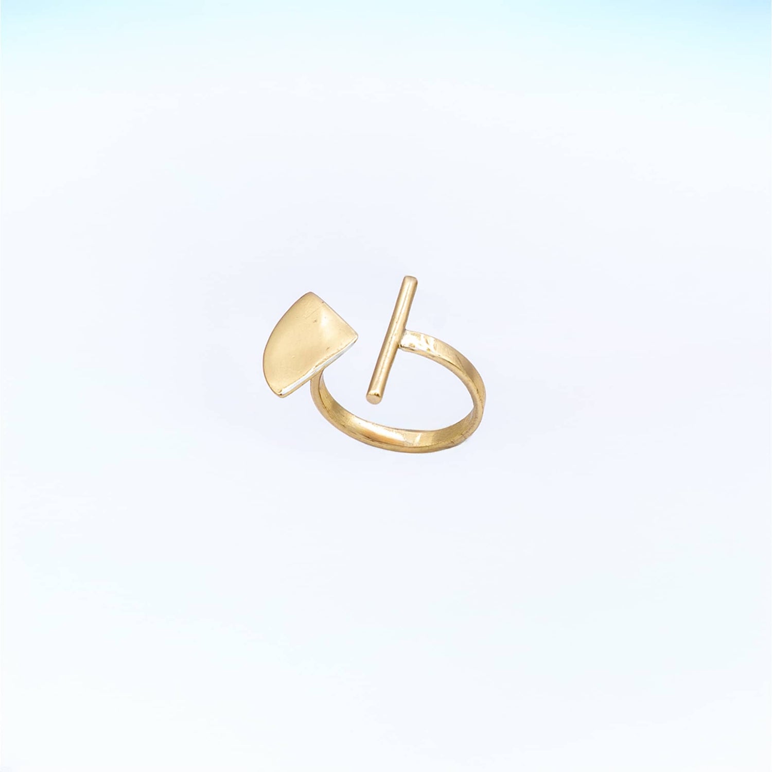 Haiti Brass Triangular and Bar Adjustable Ring