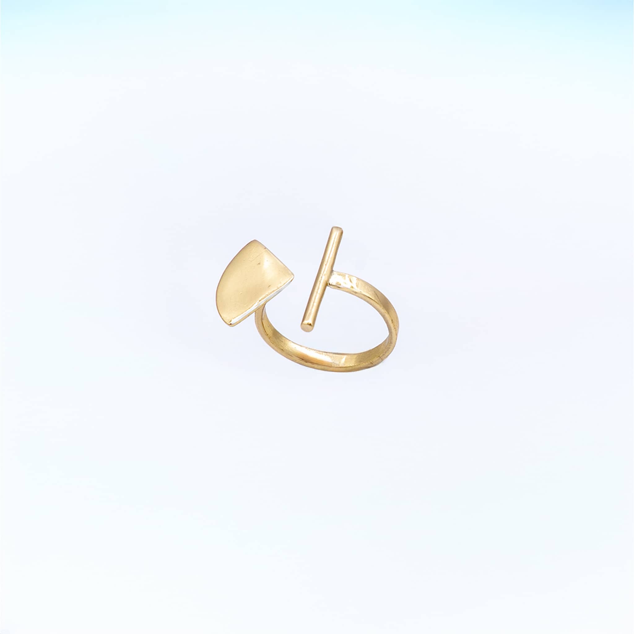 Haiti Brass Triangular and Bar Adjustable Ring