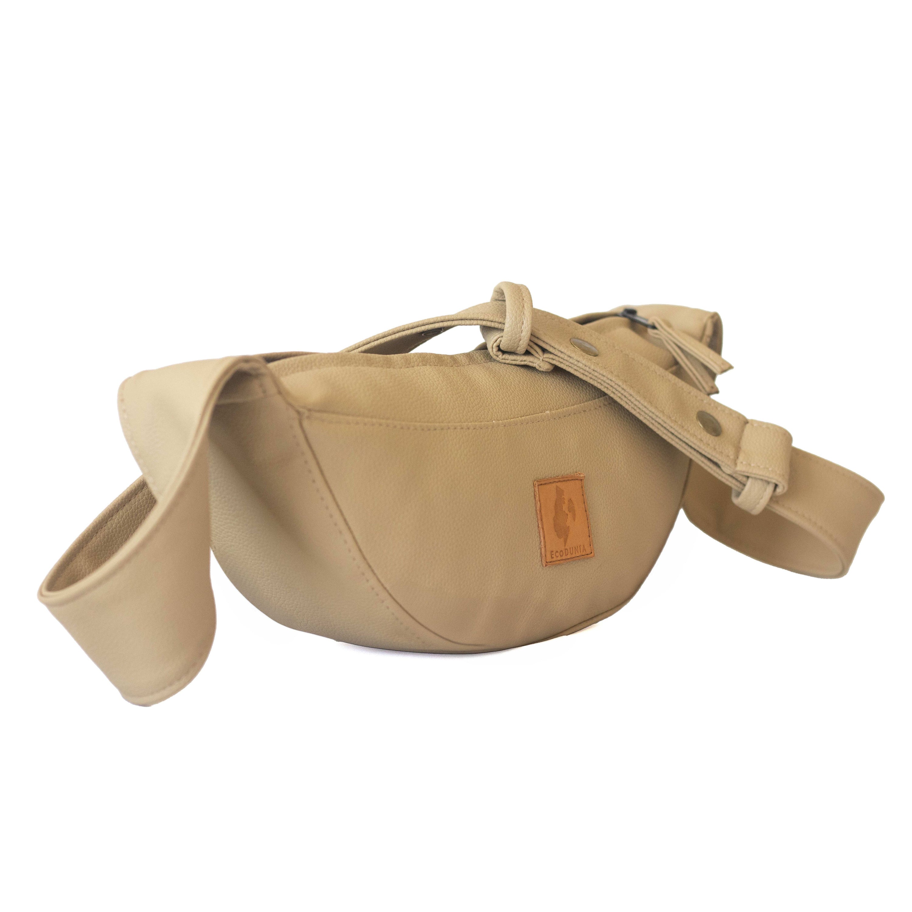 Half Moon Vegan Leather Crossbody Bag 