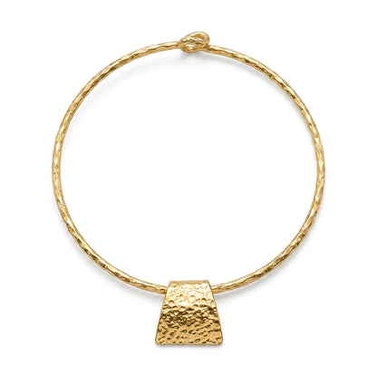 Hammered Brass Pendant Choker Necklace | Addis - EcoDunia