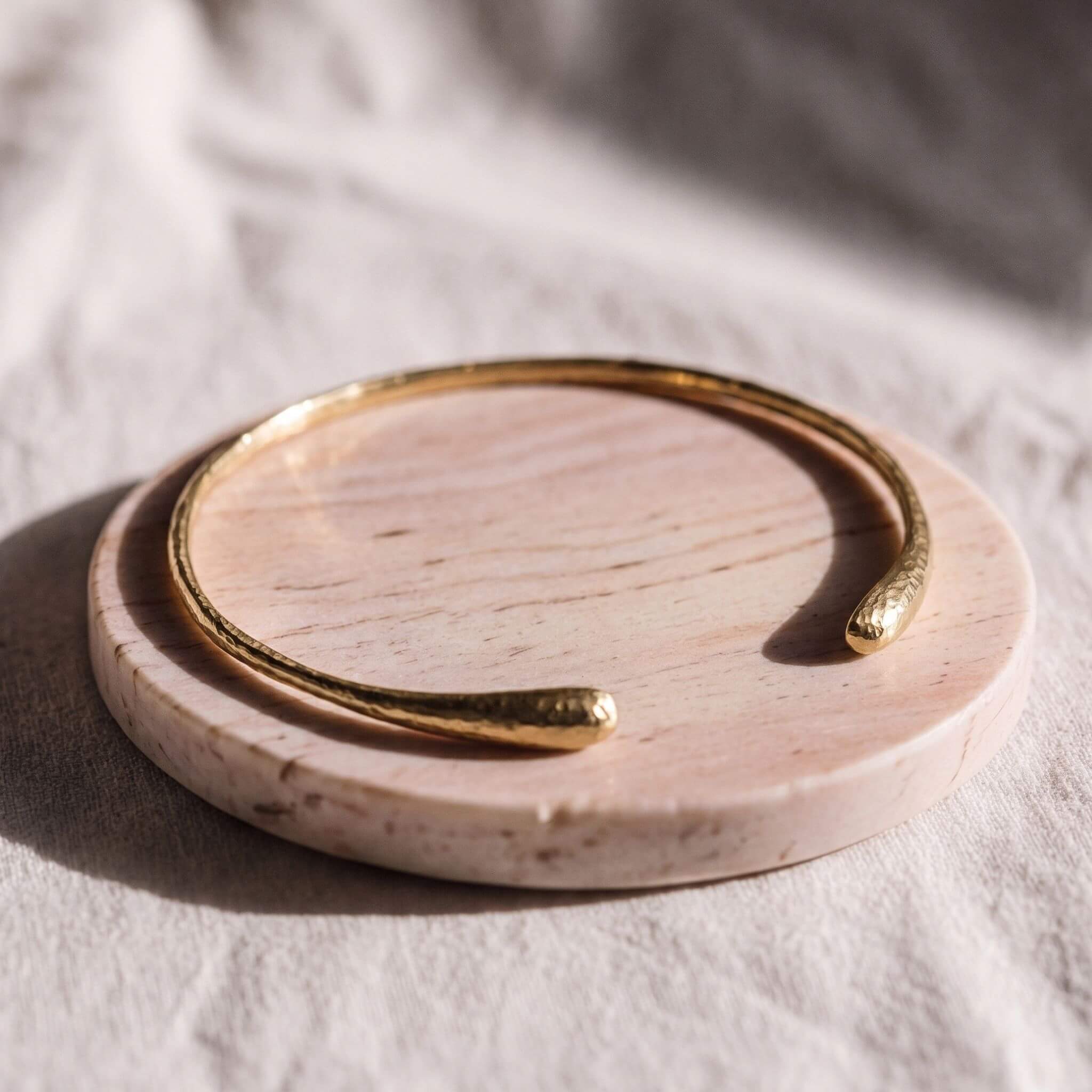 Hammered Brass Cuff Choker Teardrop Ends | Sana