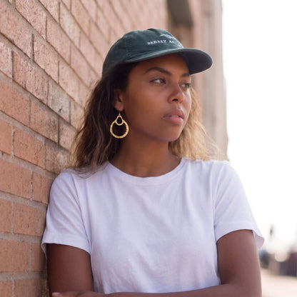 Hammered Double-Loop Brass Hoop Earrings | Kobe ECODUNIA