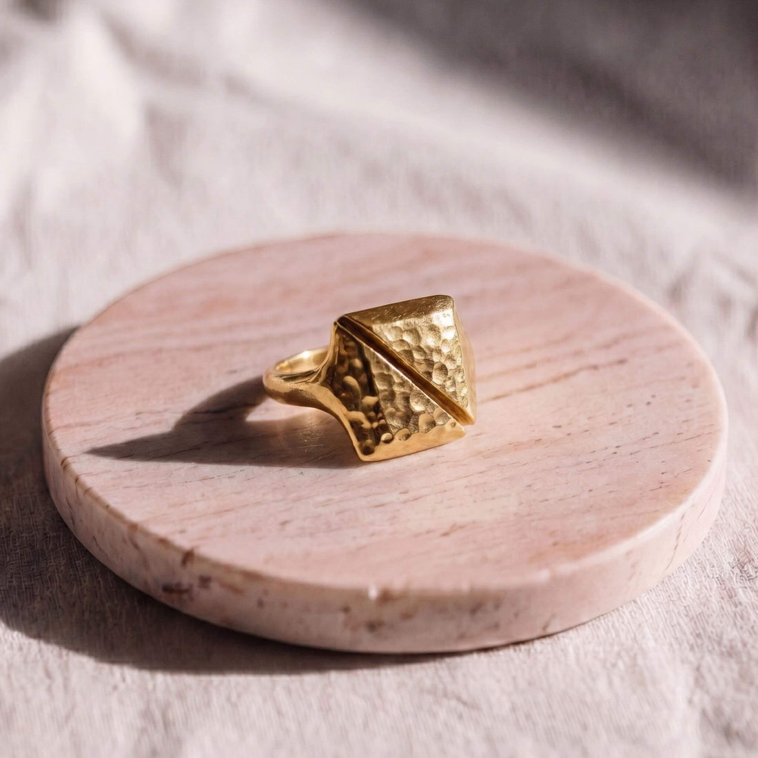 Hammered Open Brass Signet Ring for Men &amp; Women | Athi Ecodunia