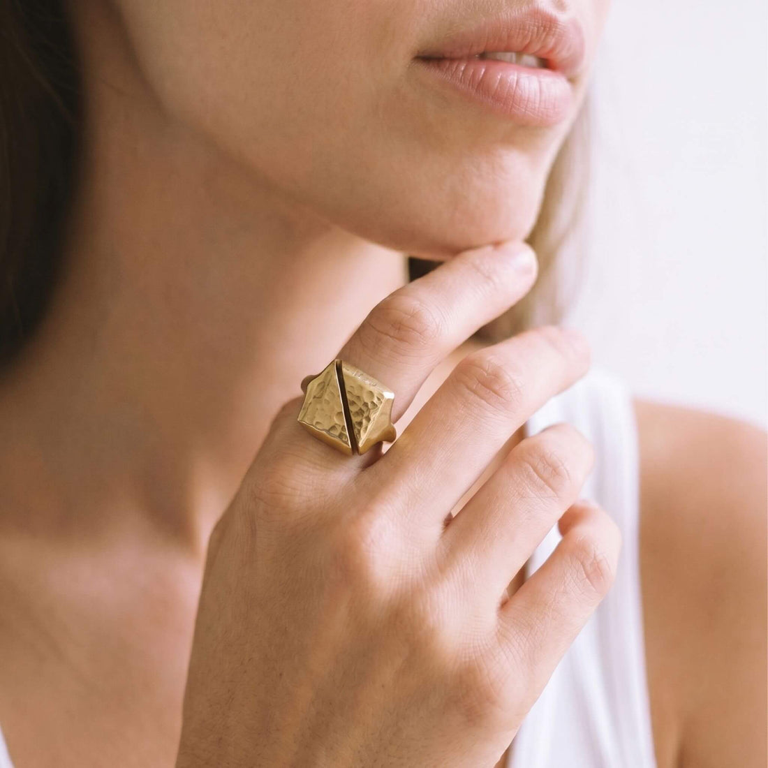 Hammered Open Brass Signet Ring for Men &amp; Women | Athi Ecodunia