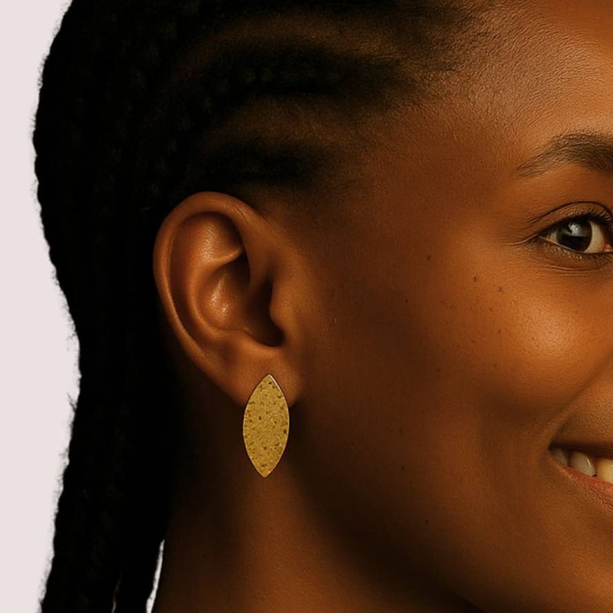 Brass Hammered Shield Earrings for Women - Jiji