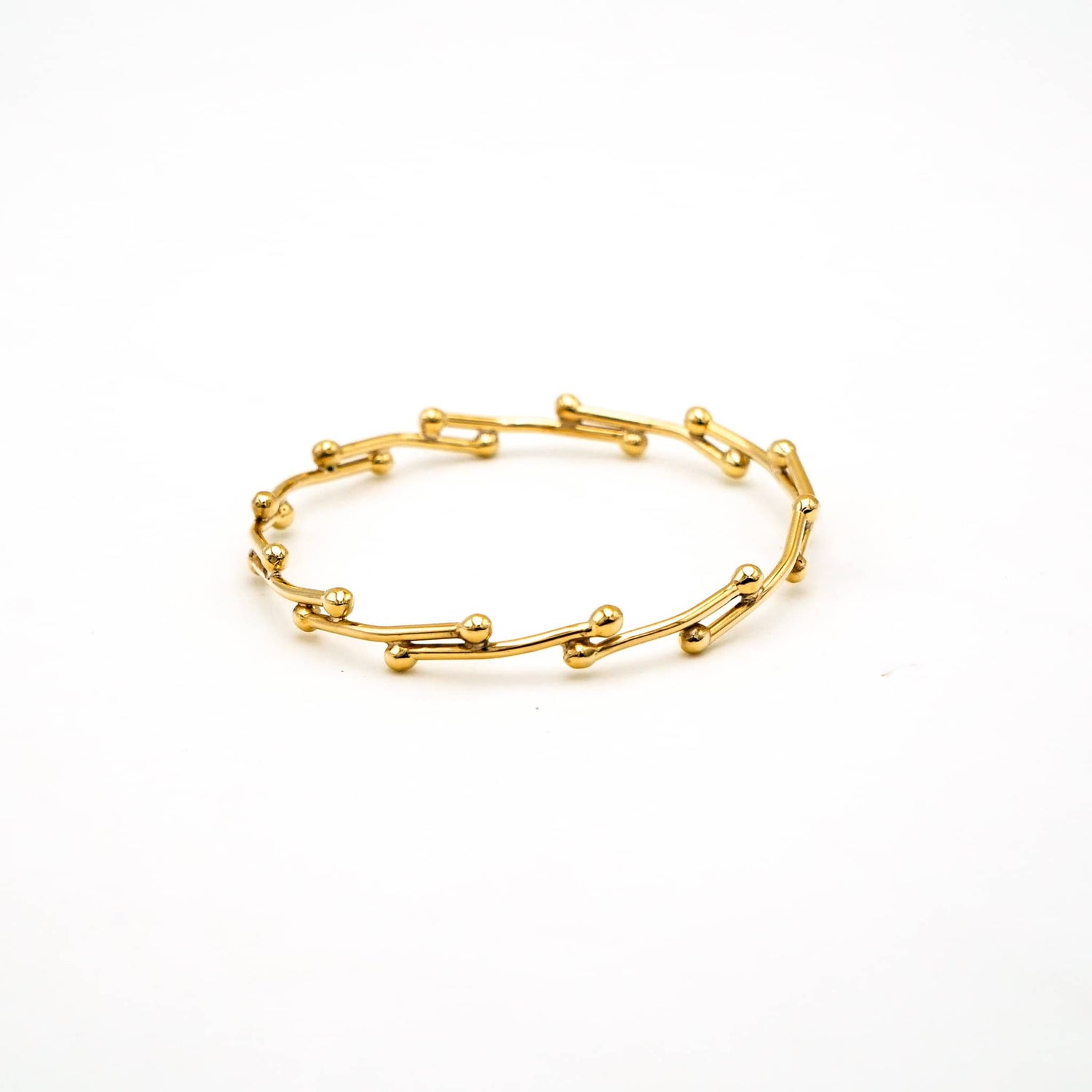 Handmade Brass Round Link Bangle - Kaya Bracelet