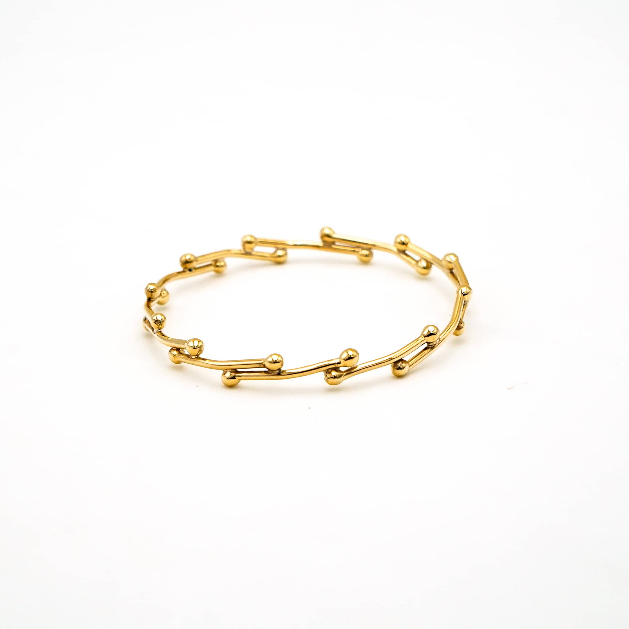 Handmade Brass Round Link Bangle - Kaya Bracelet
