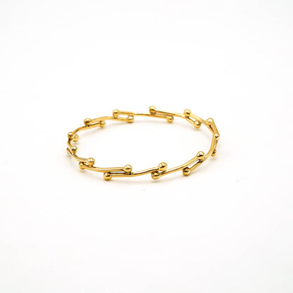 Handmade Brass Round Link Bangle - Kaya Bracelet