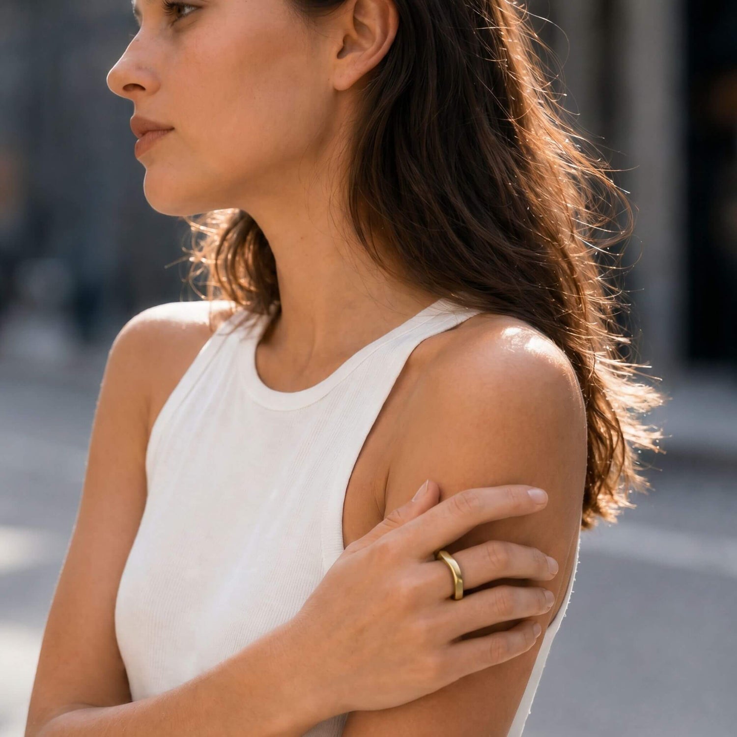 Brass Geometric Band Ring | Ida