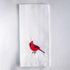 Blue Bird embroidered cotton tea towel flat lay on white surface 