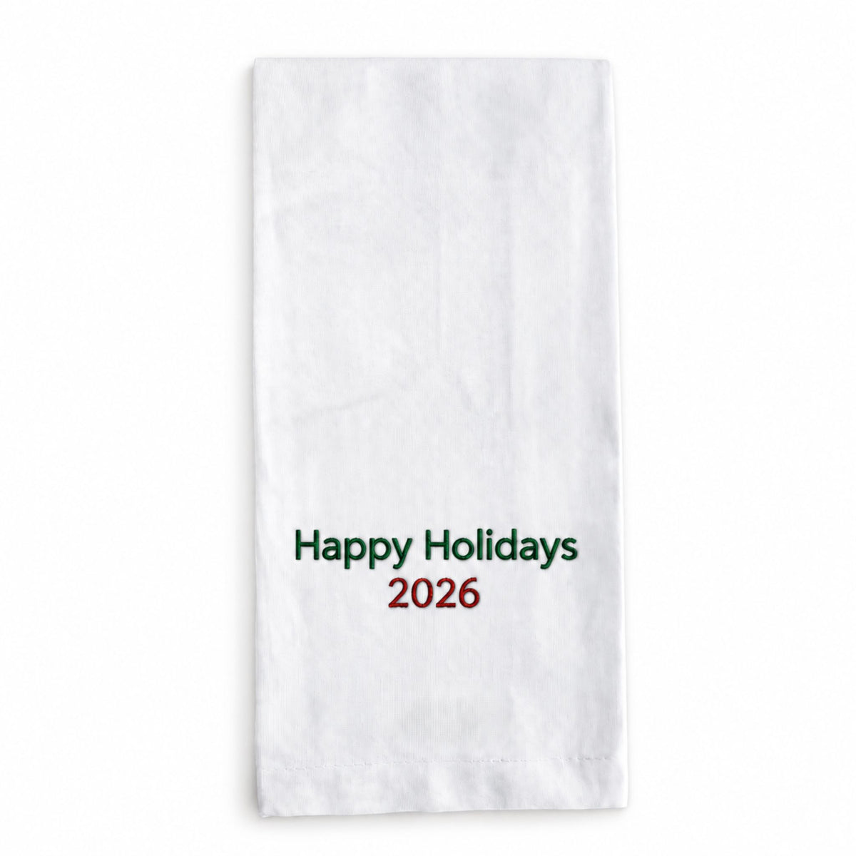 Happy Holidays 2026 Custom Embroidered Tea Towel - EcoDunia