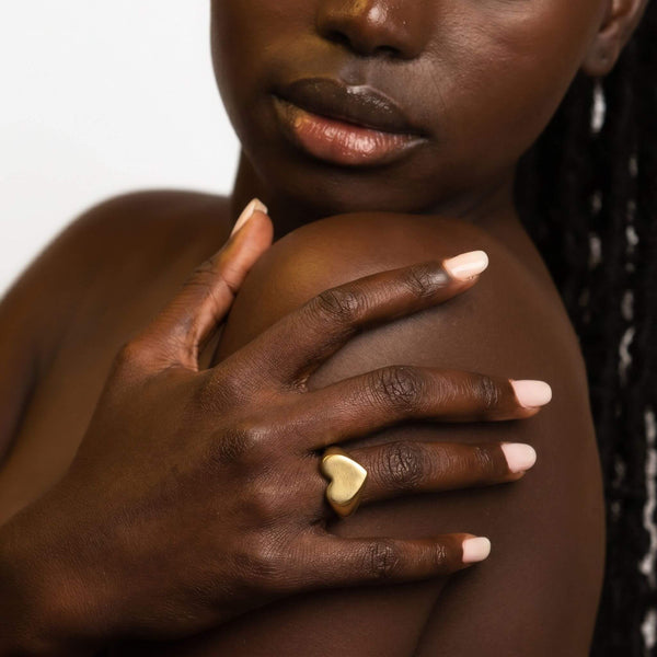 Heart Signet Brass Ring for Women | Mawi - EcoDunia