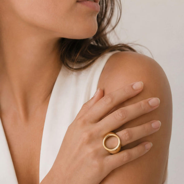Brass Hollow Signet Ring | Kasa - EcoDunia