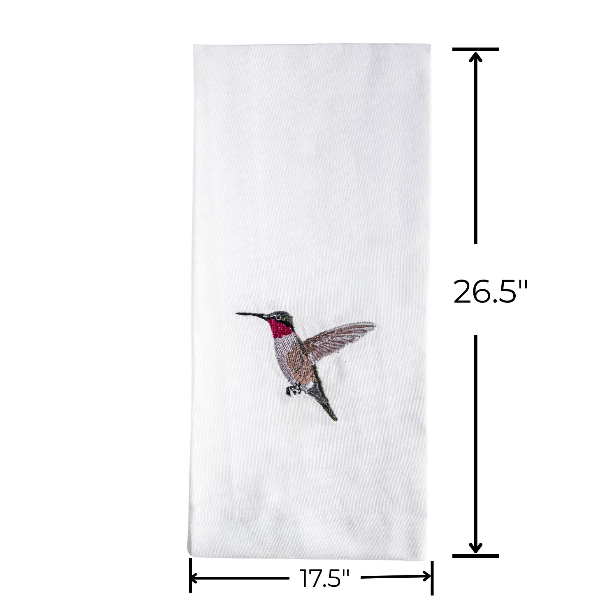 Cotton Kitchen Tea Towels with Bird Embroidery 