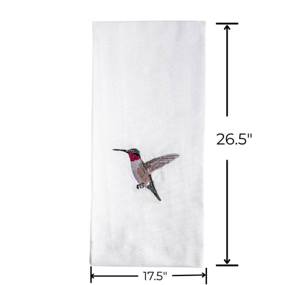 Cotton Kitchen Tea Towels with Bird Embroidery 