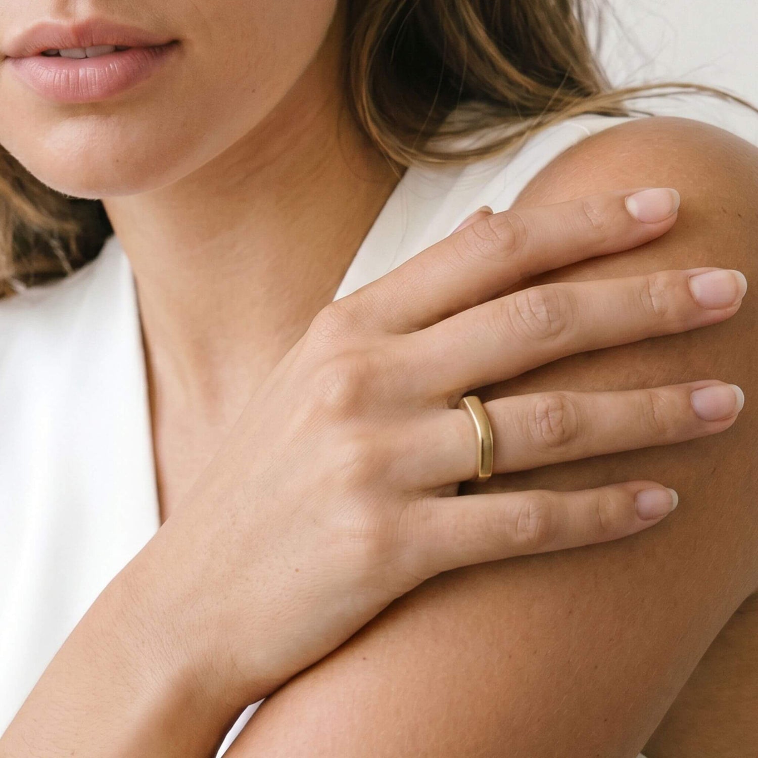 Brass Geometric Band Ring | Ida