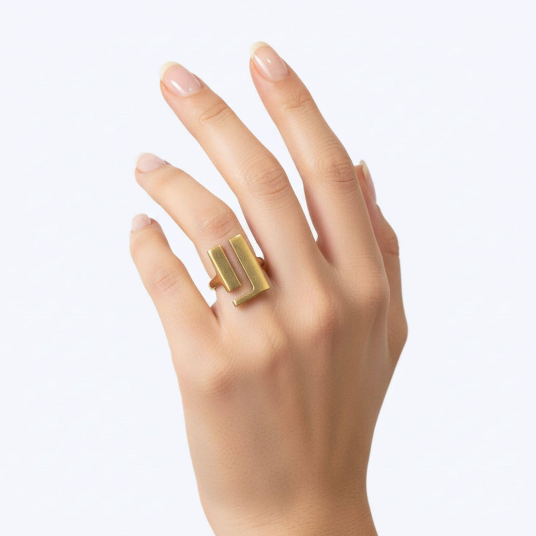Initial Open Square Statement Brass Ring - Juzi