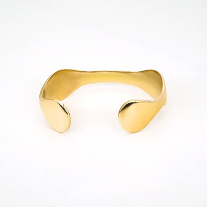 Irregular Wave Cuff Bangle in Brass for Women - Mawimbi