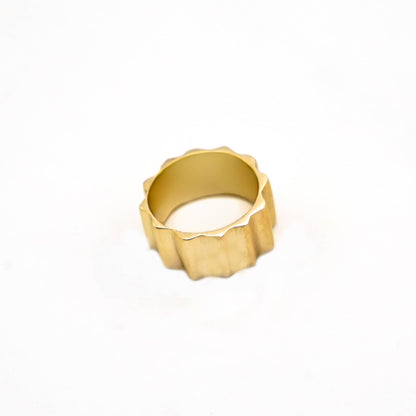 Issa Scalloped Band Brass Ring for Men and Women