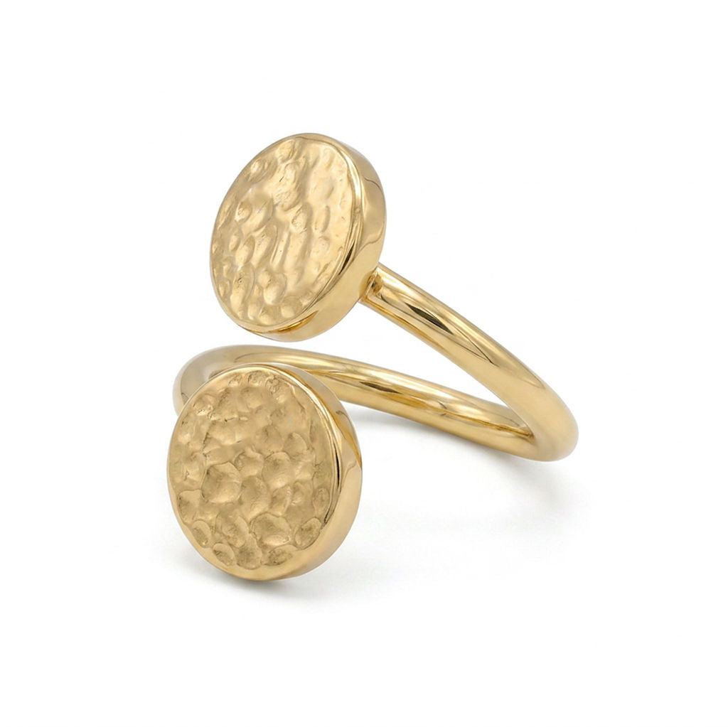 Java Adjustable Two Hammered Disc Ring