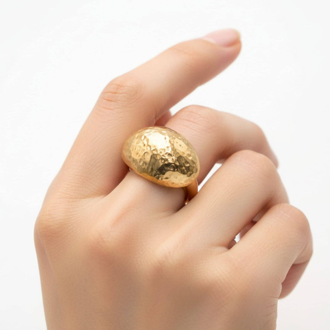 Juba Brass Hammered Dome Ring