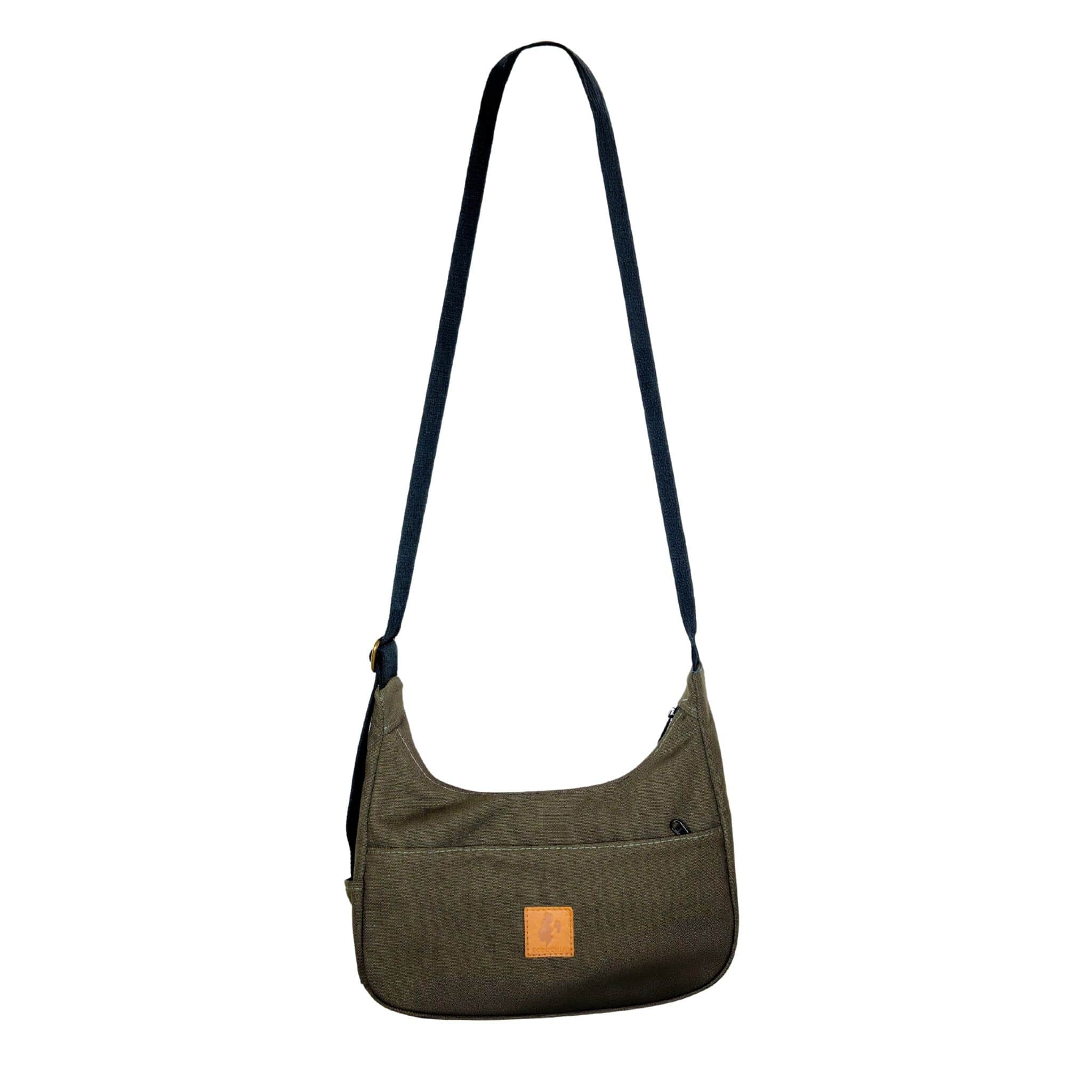 Jungle Green Canvas Shoulder Crescent Bag 