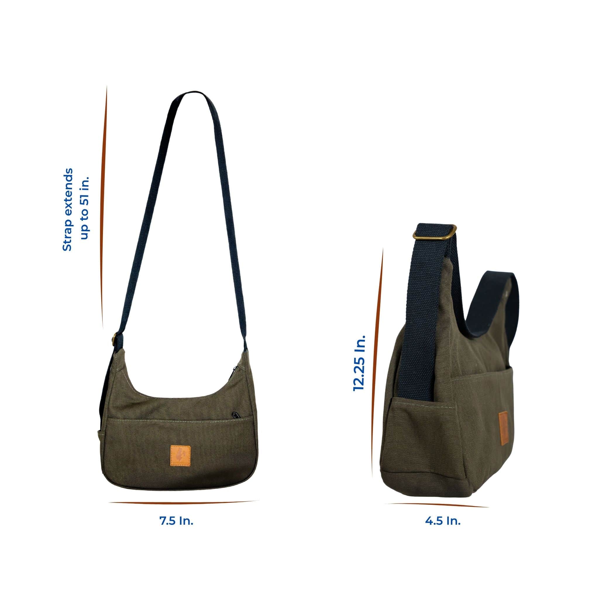 Green Canvas Shoulder Crescent Bag 