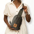 Buru small canvas crossbody sling bag in green 