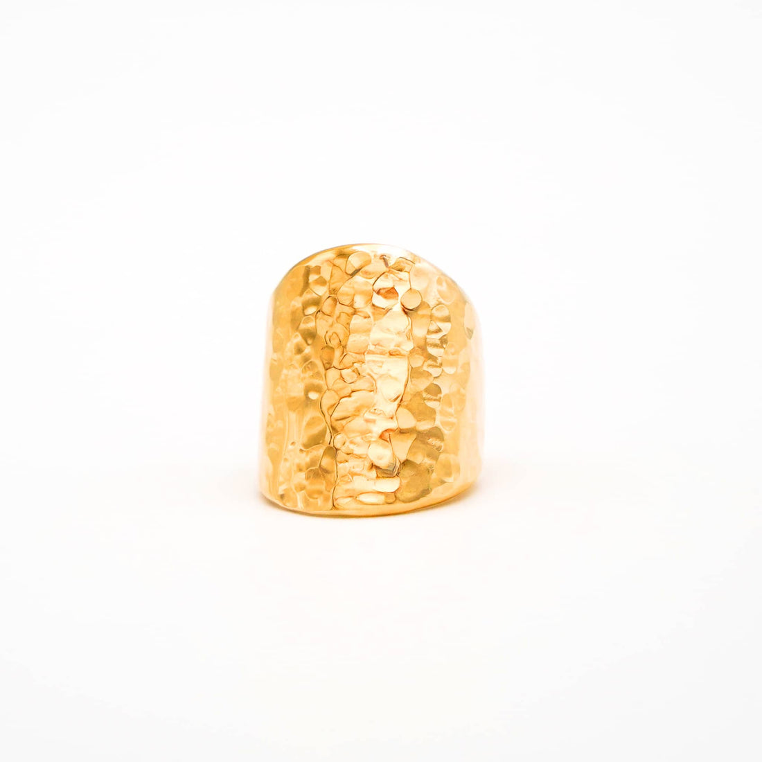 Kisa Brass Hammered Concave Ring