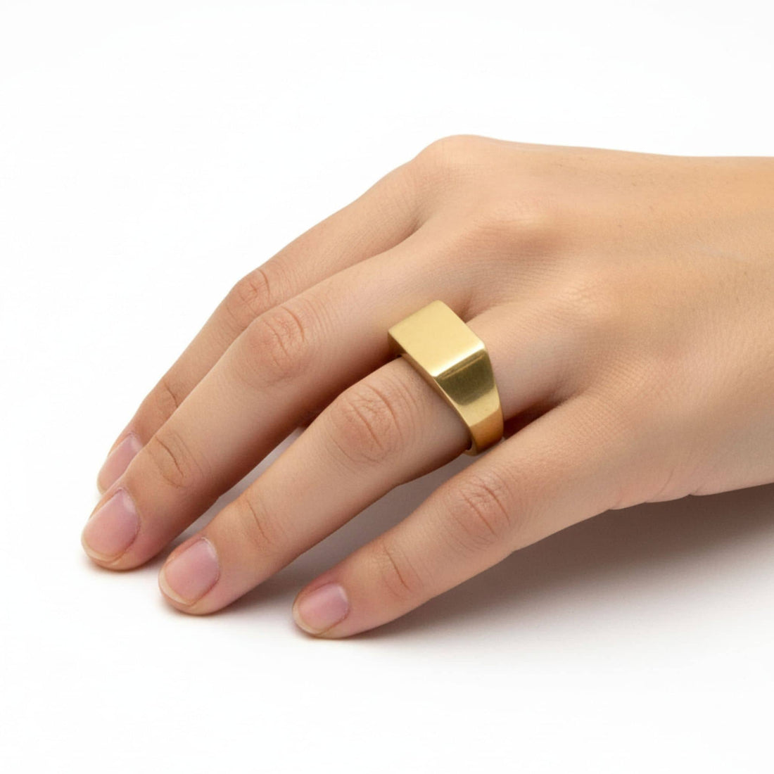Kito Minimalist Statement Square Brass Signet Ring