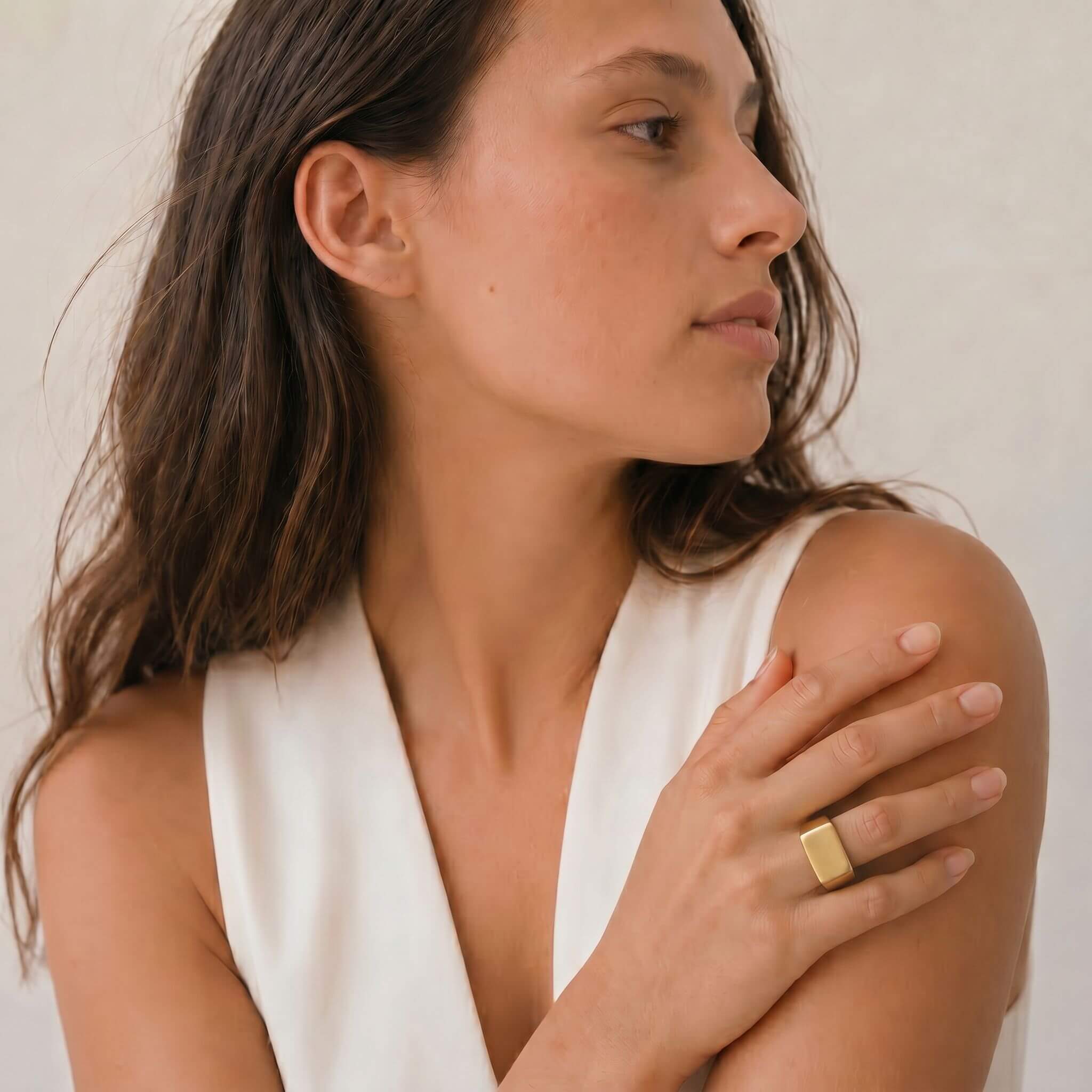 Smooth Brass Signet Square Ring | Kito Ecodunia