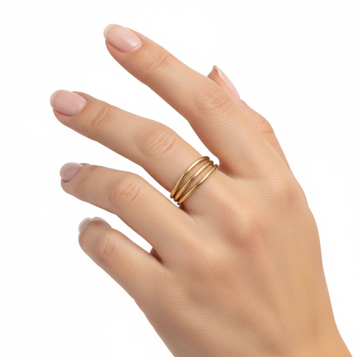 Lana Brass Open Stacked Ring