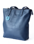 Tsavo with Zipper - Everyday Leather Tote - Navy Blue