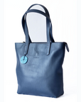 Tsavo with Zipper - Everyday Leather Tote - Navy Blue