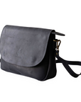 Lamu Cross Body Bag - Black Pull Up Leather