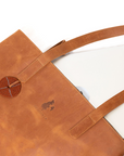 Tsavo with zipper-  Everyday Leather Tote - Tan Pull up