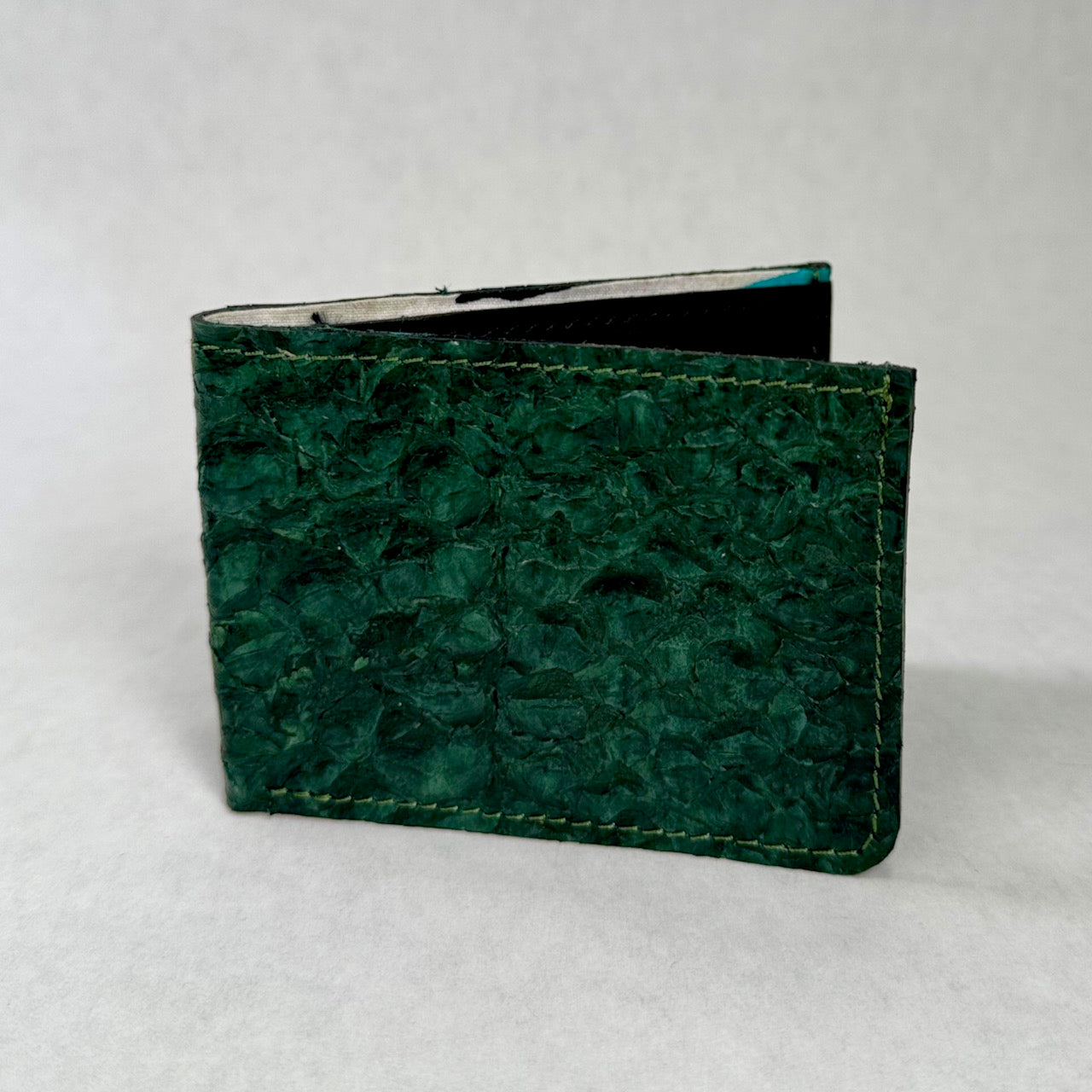 Fish Leather Wallet • Bifold - Green | Slim