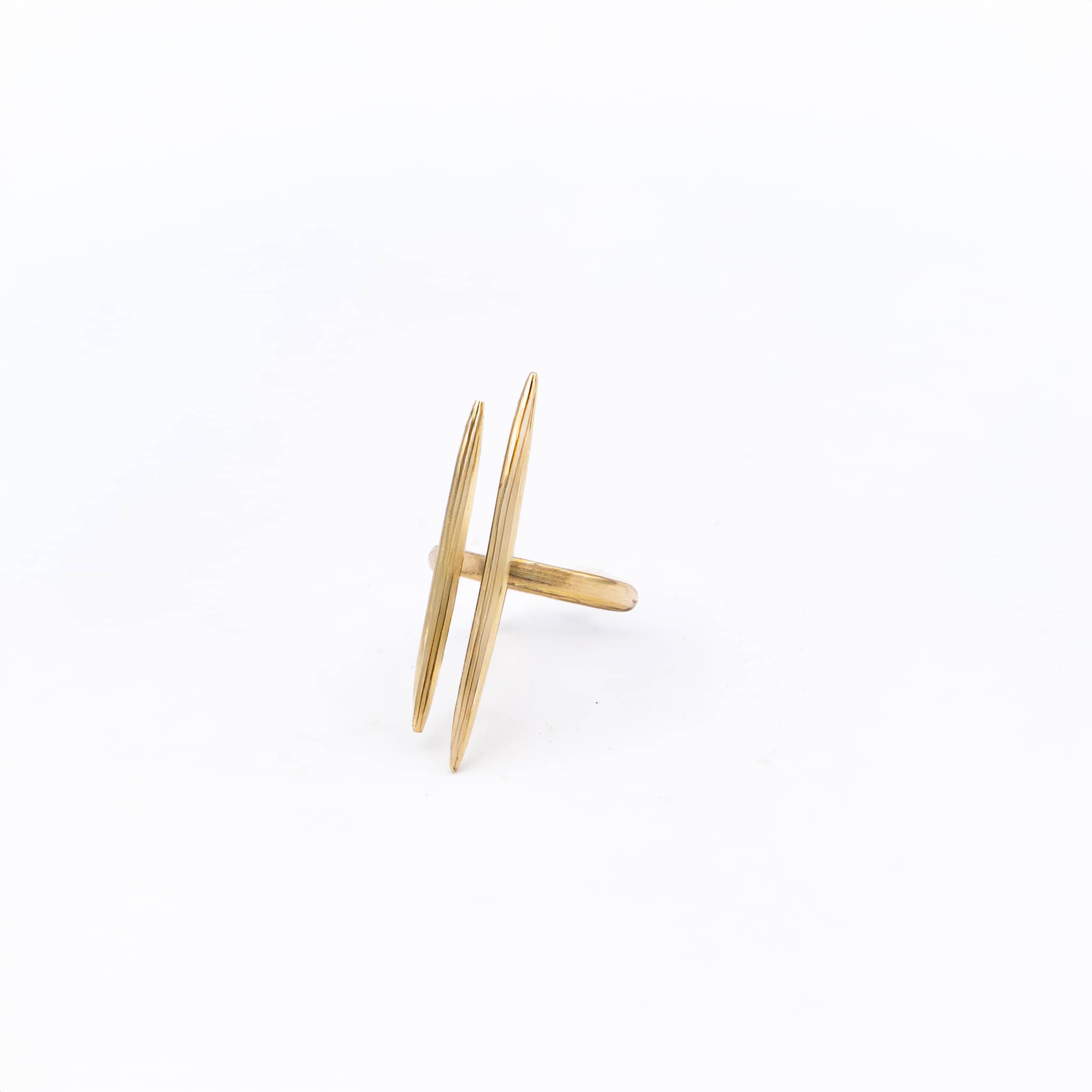 Leti Brass Double Spike Needle Adjustable Ring