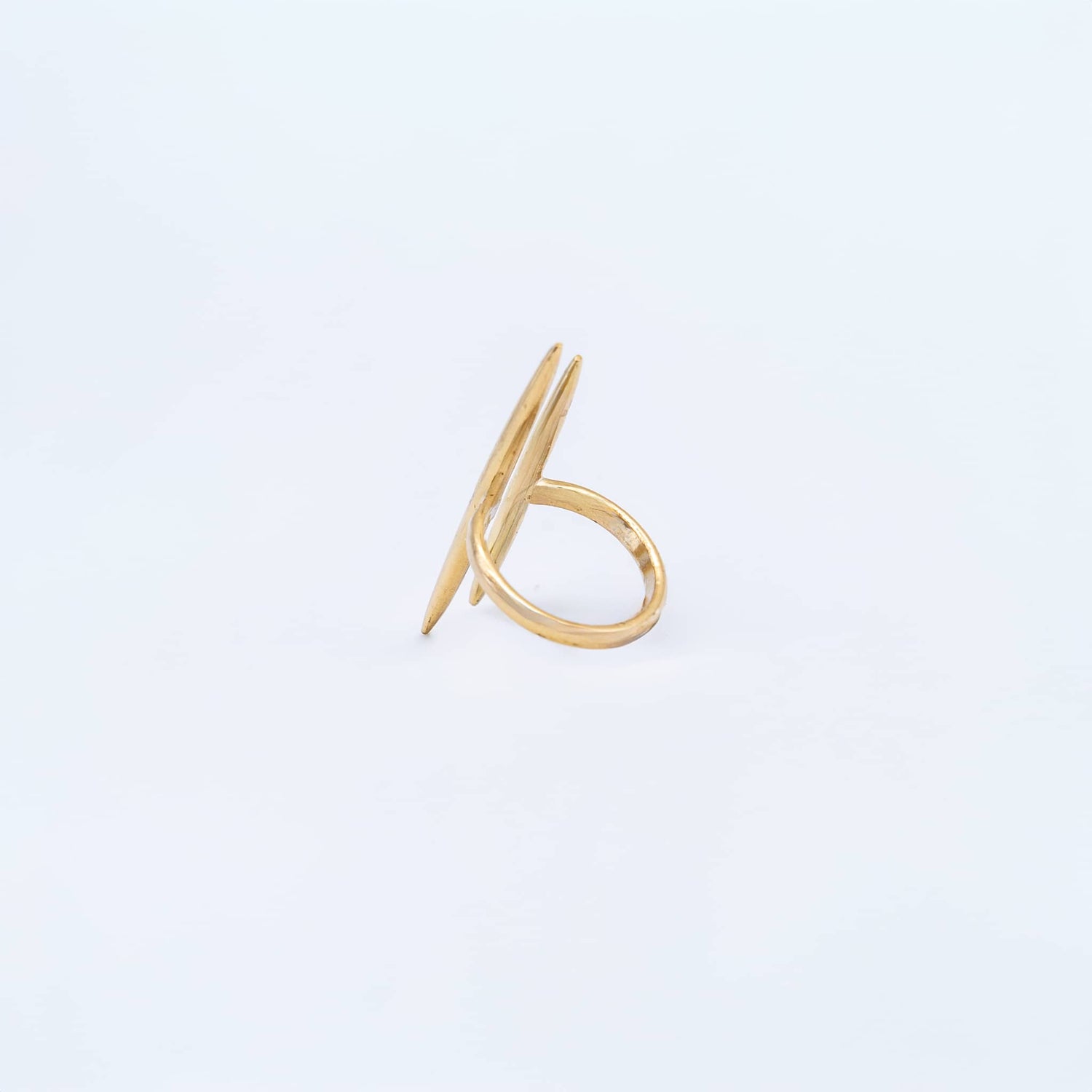 Leti Brass Double Spike Needle Adjustable Ring
