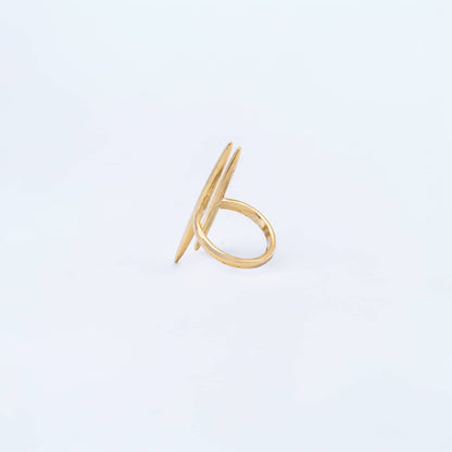 Leti Brass Double Spike Needle Adjustable Ring