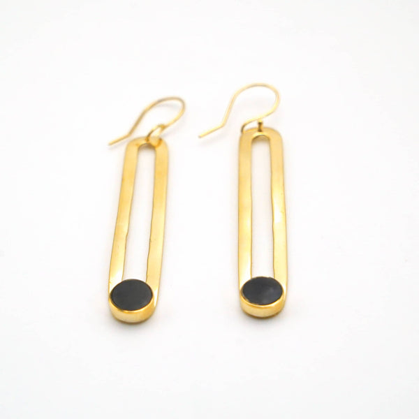 Brass & Horn Drop Hoop Earrings | Lila Ecodunia #color_black