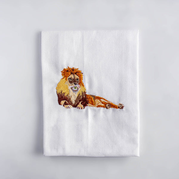 African Wildlife Embroidered Cotton Napkins - Handmade #animals_lion