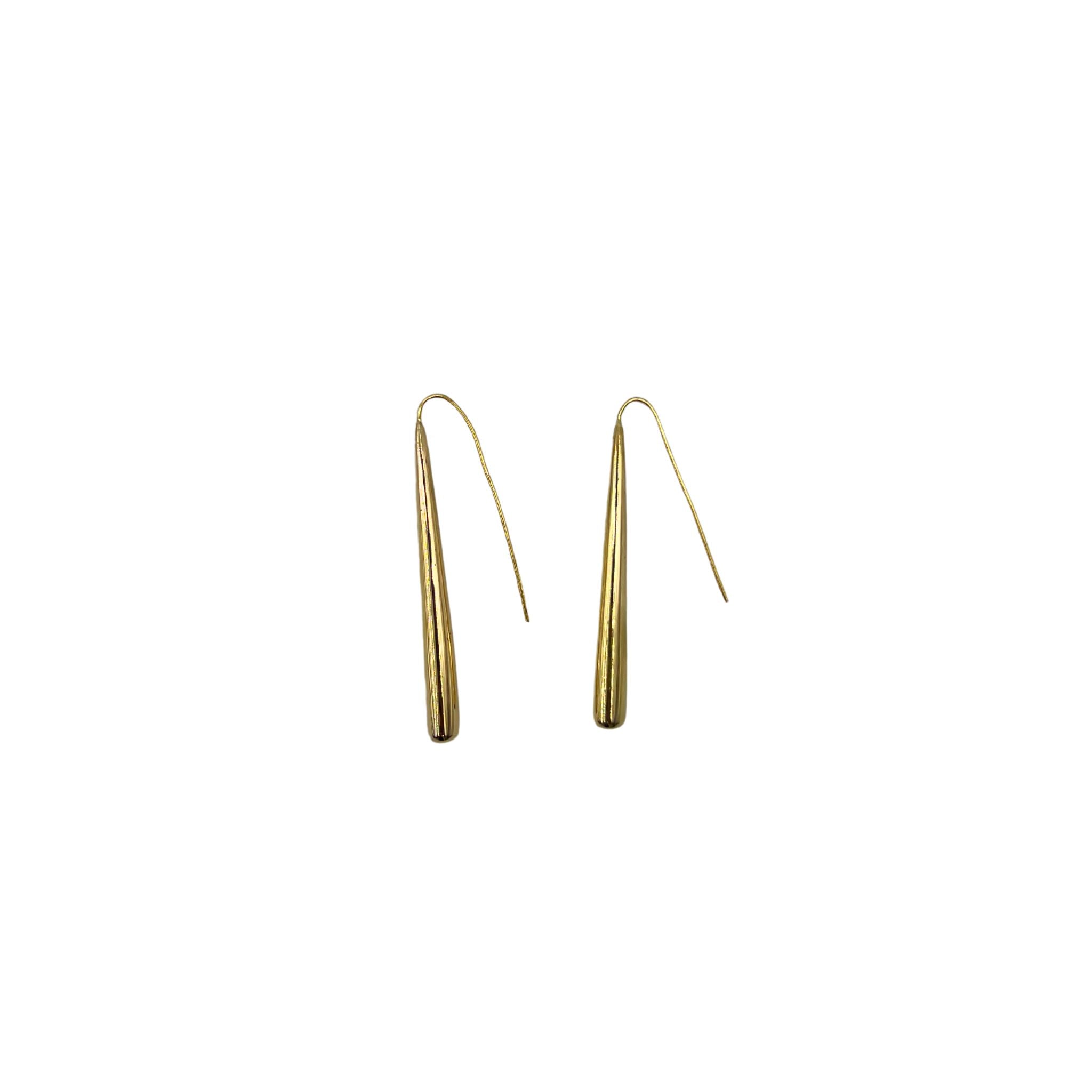 Long Bar Brass Drop Earrings for Women | Moja 
