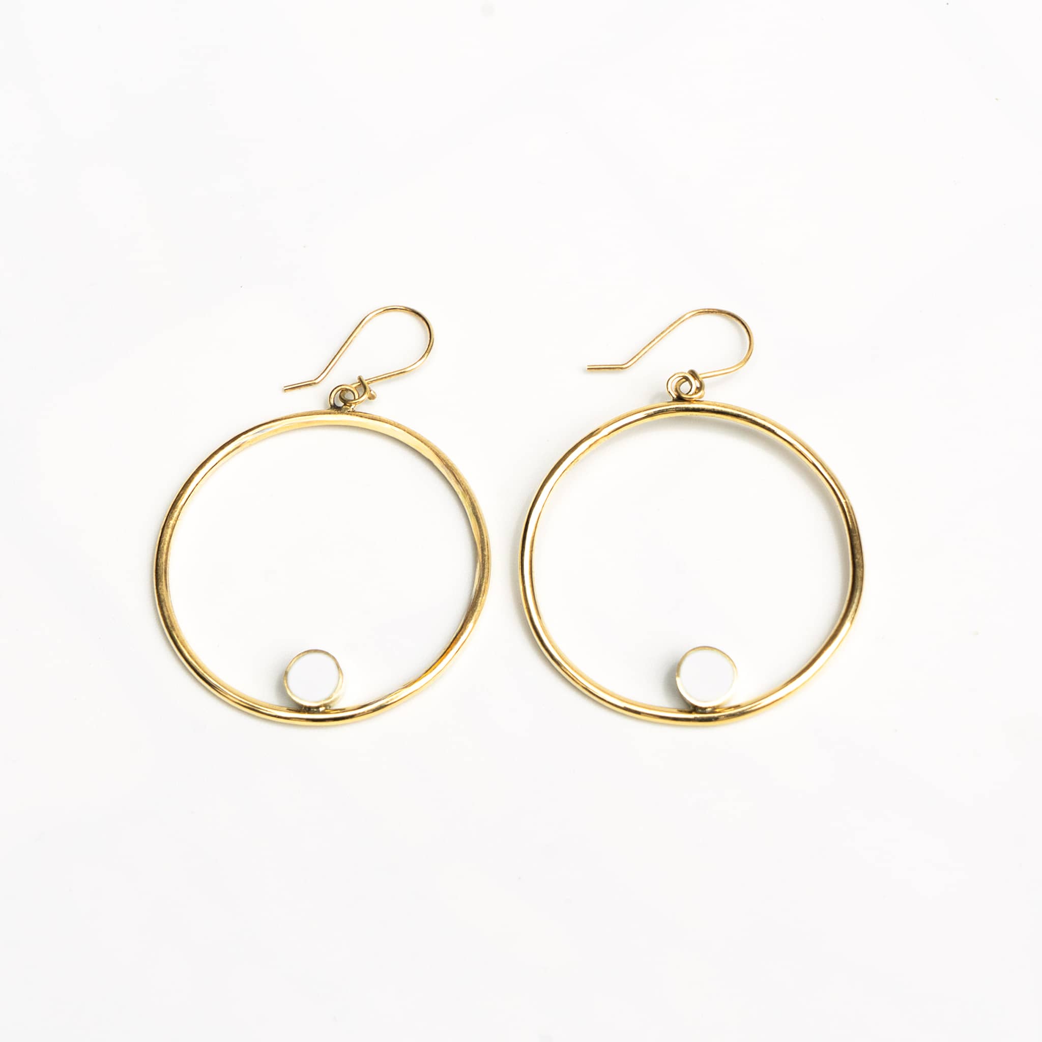 White Brass Hoop with Horn Accent Earrings | Lozi 