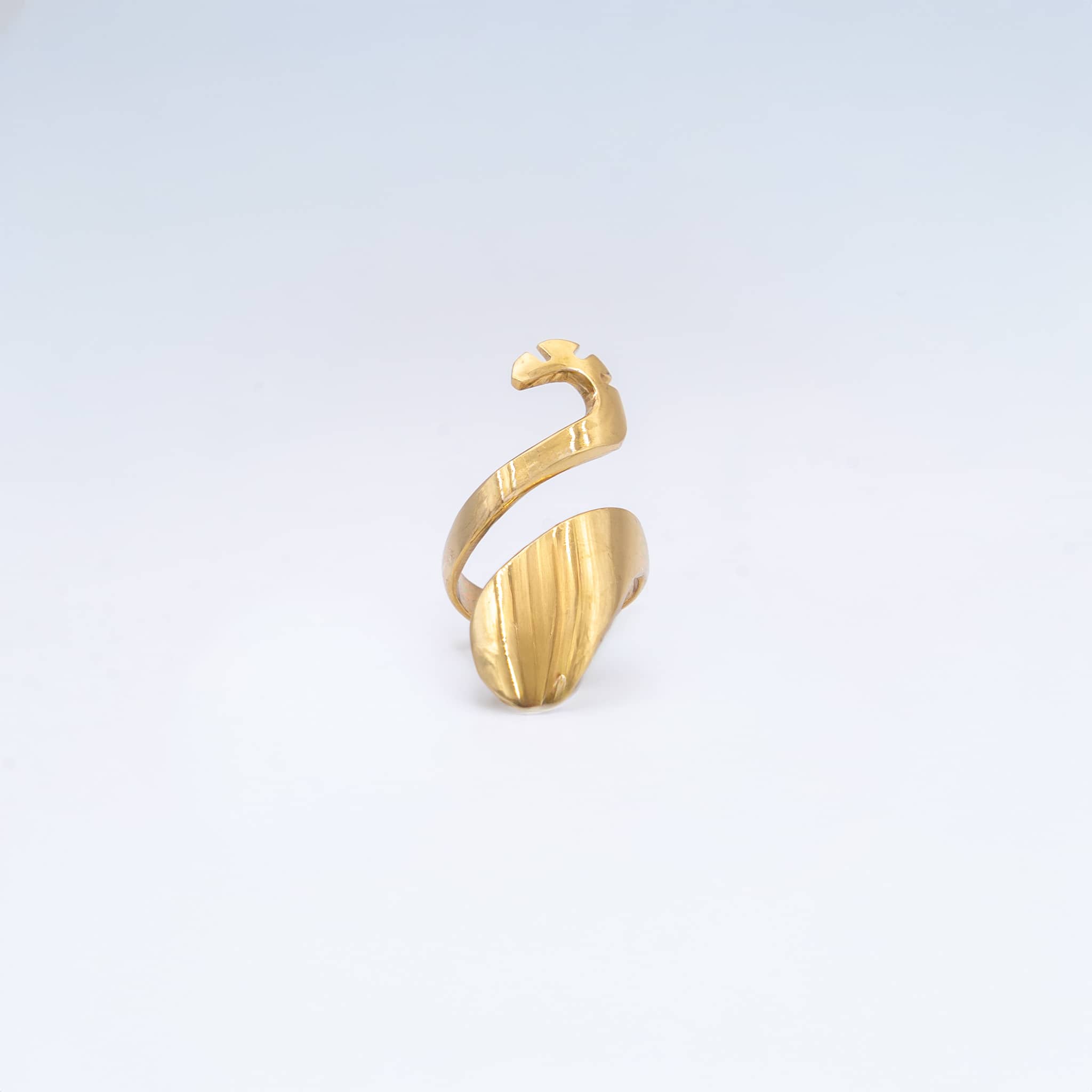 Brass Open Wrap Crossover Ring | Mau