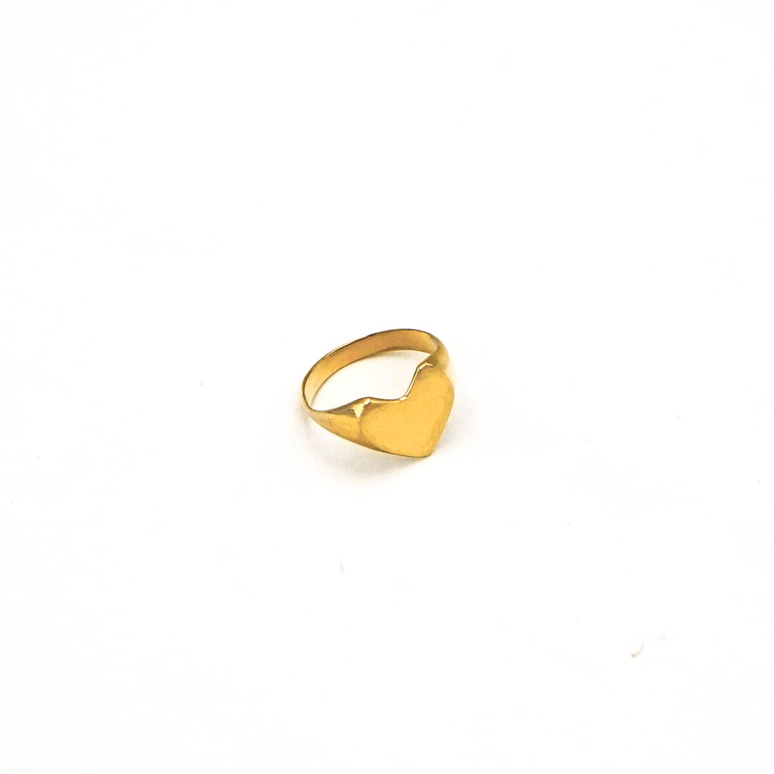 Mawi Love Golden Heart Shape Initial Signet Ring