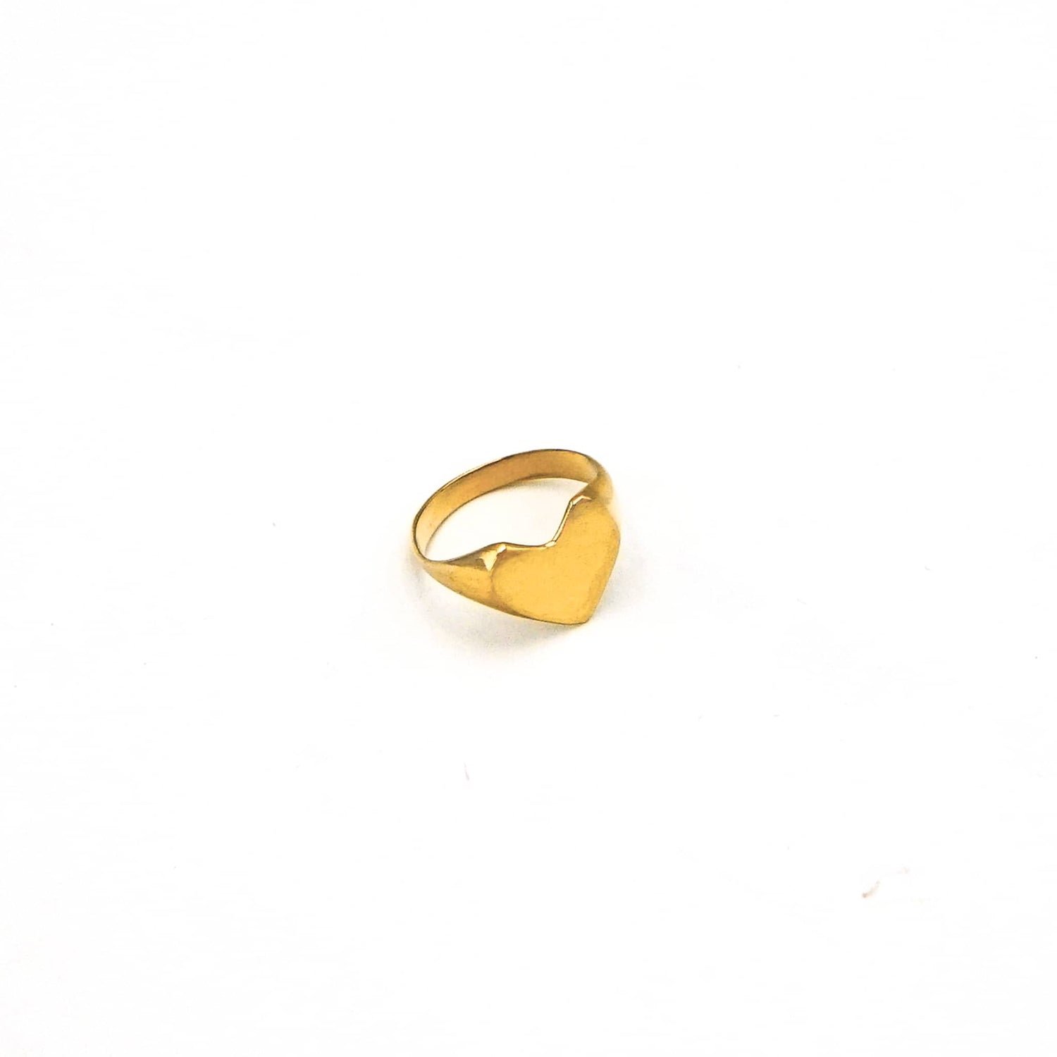 Mawi Love Golden Heart Shape Initial Signet Ring