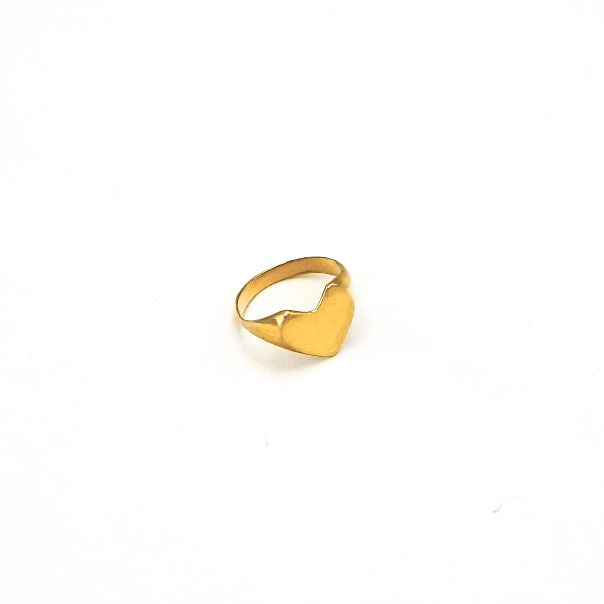 Mawi Love Golden Heart Shape Initial Signet Ring